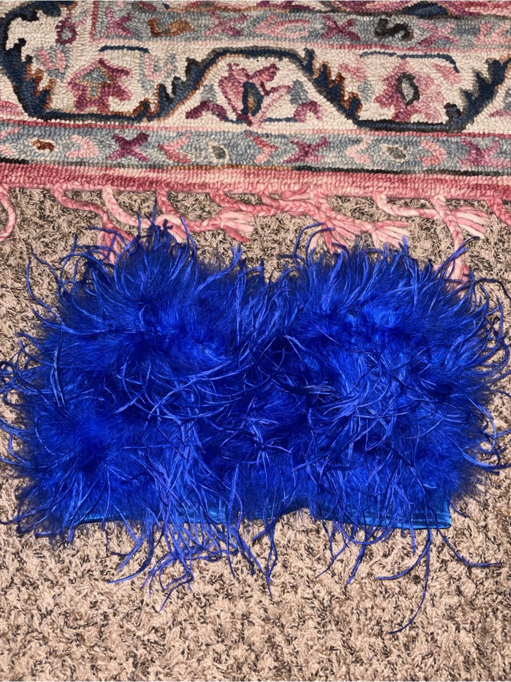 Fashion Nova Royal Blue Feather Accent Pillow